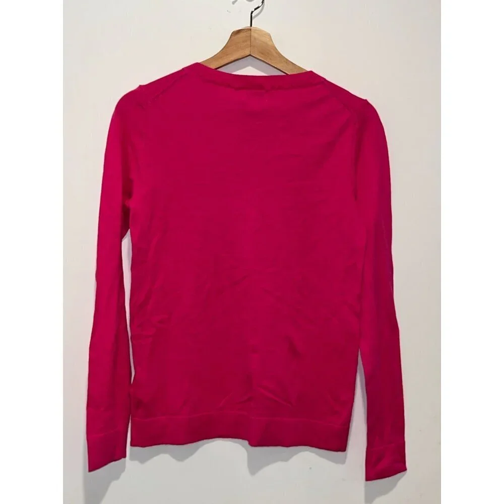 J.Crew Hot Pink 100% Cotton Crewneck  Pullover Sweater Women's Size XS